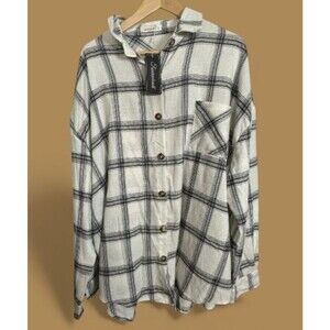 Fantaslook Plus Size Flannel Plaid Shirts for Women Long Sleeve Button Down 3XL